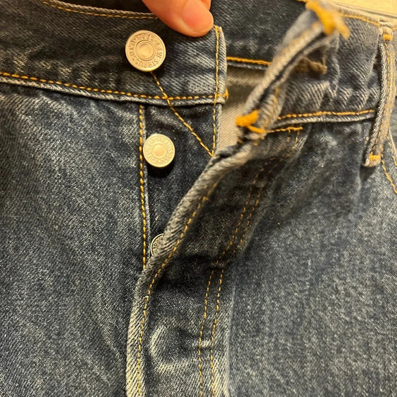 501 Levi’s Dark Wash with Button Up Waist - Picture 2 of 5